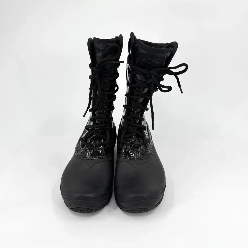 The North Face Black Patent Trim Waterproof Lace Up Snow Boots